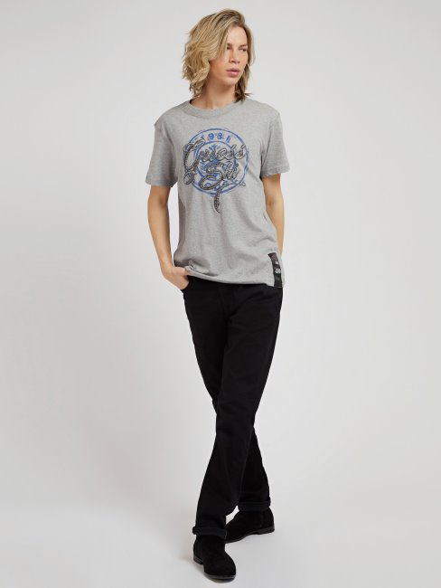 T-shirt Gris à Imprimé Devant