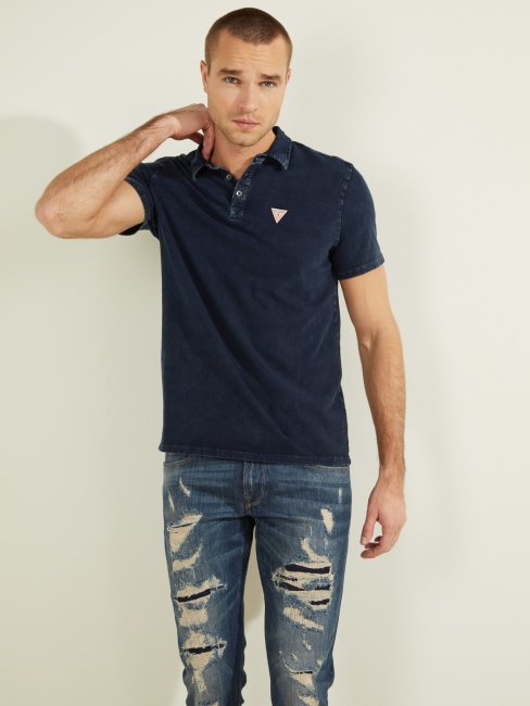 Polo Bleu Triangle Logo Guess