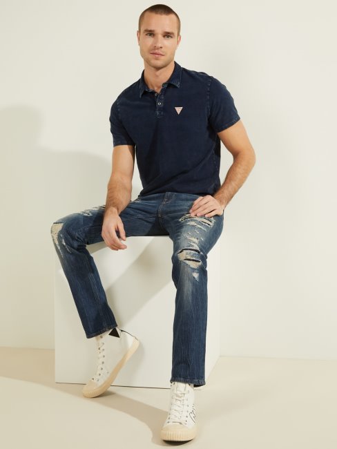 Polo Bleu Triangle Logo Guess