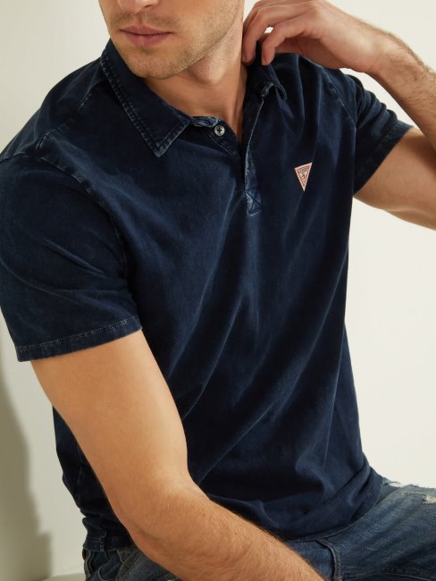 Polo Bleu Triangle Logo Guess