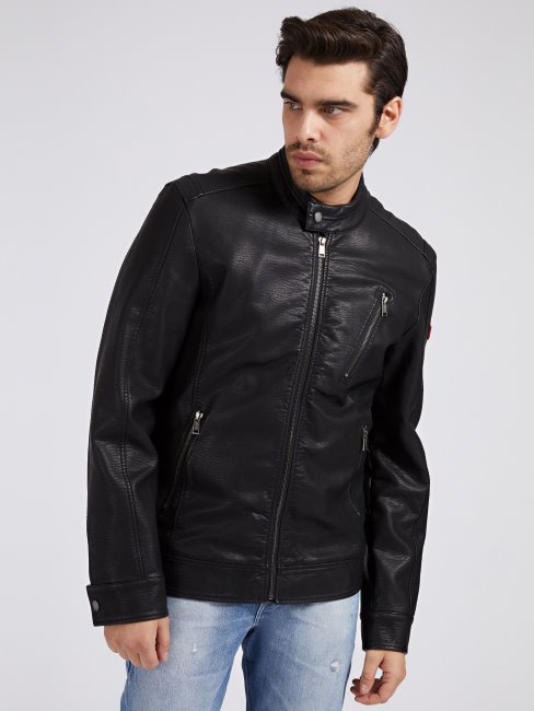 Guess Veste De Motard En Similicuir Noir