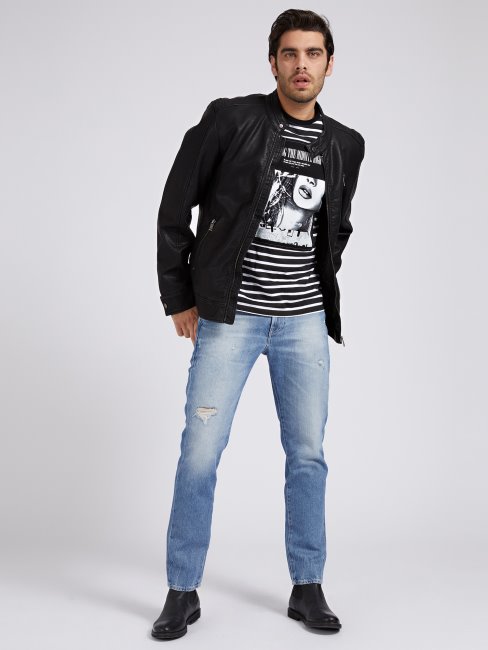 Guess Veste De Motard En Similicuir Noir