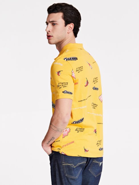 Polo Imprimé Sur L'ensemble Guess Multi Jaune