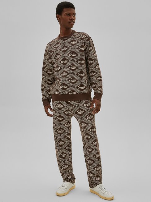 Guess Marron Multi Logo Pull Molletonné