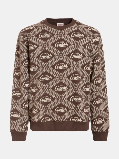 Guess Marron Multi Logo Pull Molletonné