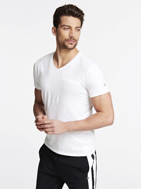 Tee Shirt Guess Col Rond Blanc