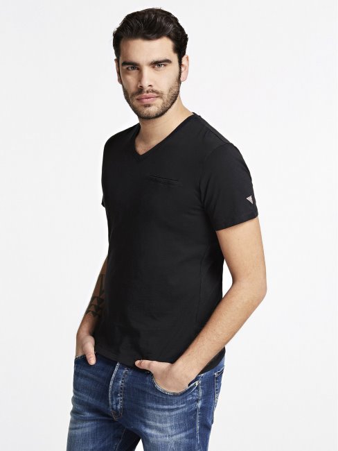 Tee Shirt Col Rond Guess Noir