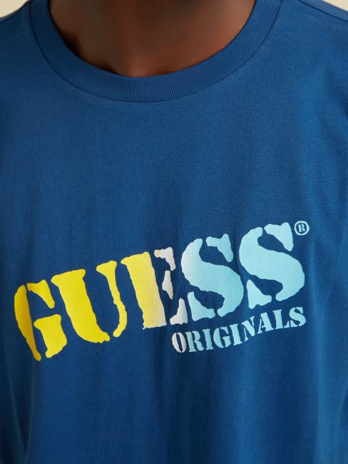 T-shirt à Logo Devant Guess Bleu