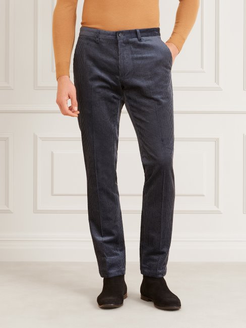 Pantalon Bleu En Velours Côtelé Guess Marciano