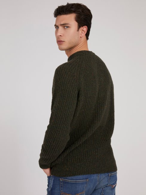 Pull Guess En Laine Côtelée Vert