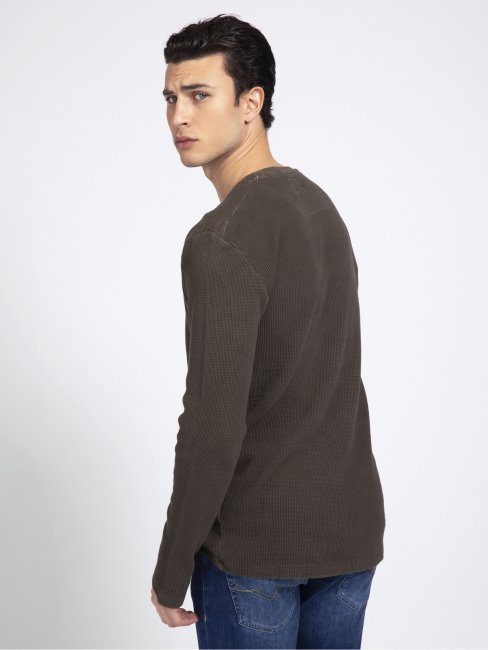 Pull Marron Logo Gaufré Guess