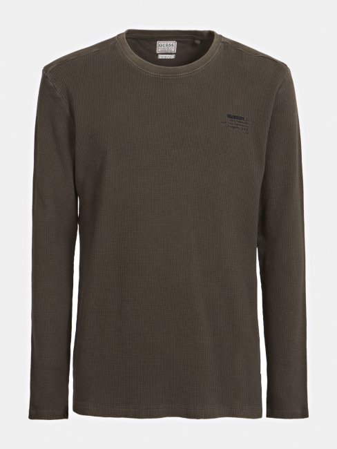 Pull Marron Logo Gaufré Guess