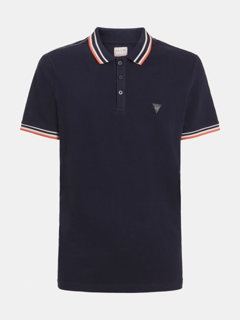 Polo Guess Bleu Avec Logo Sur Le Devant