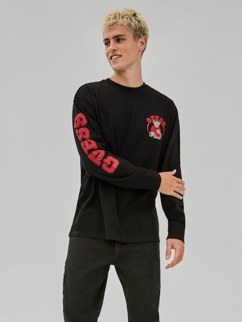 Tee Shirt Guess Noir Avec Logo Sur Le Devant