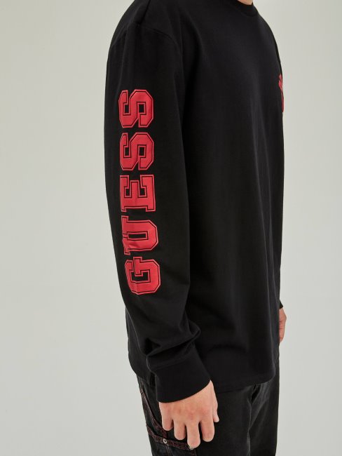 Tee Shirt Guess Noir Avec Logo Sur Le Devant