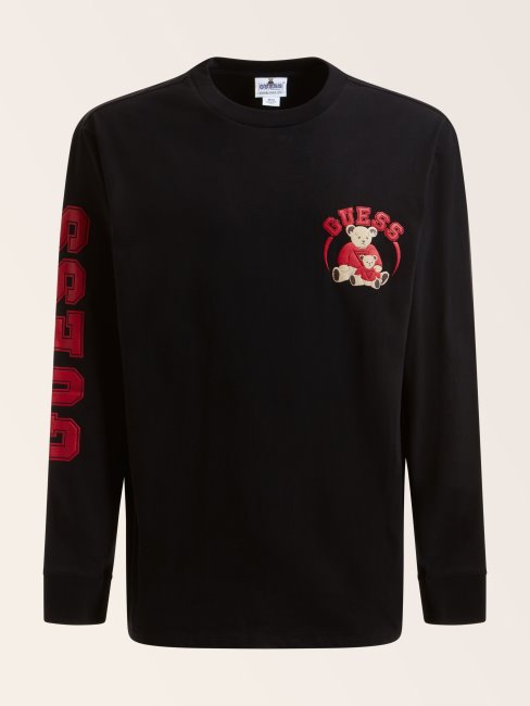 Tee Shirt Guess Noir Avec Logo Sur Le Devant