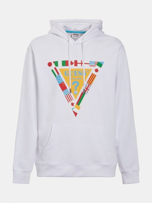 Sweat Logo Drapeau Guess Blanc