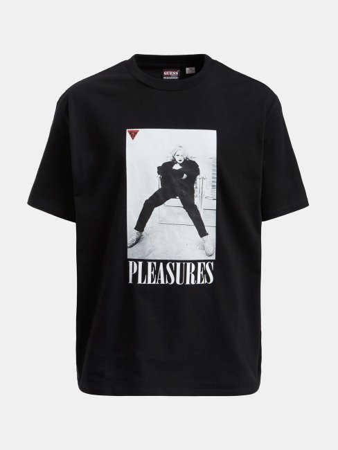 T-shirt Noir Imprimé Sur Le Devant Guess