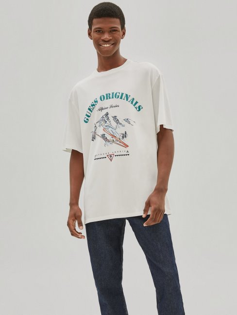 T-shirt Guess Tendance Blanc Avec Logo Sur Le Devant