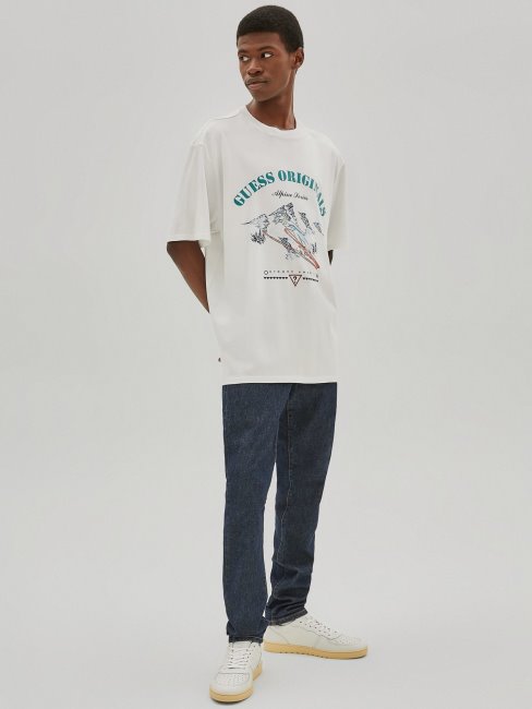 T-shirt Guess Tendance Blanc Avec Logo Sur Le Devant