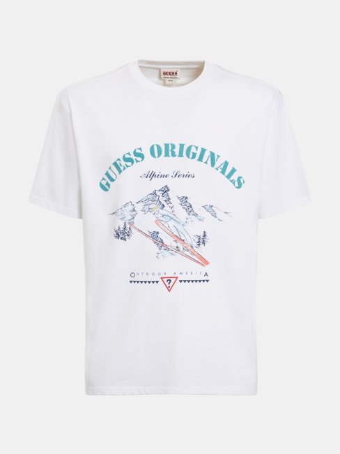 T-shirt Guess Tendance Blanc Avec Logo Sur Le Devant