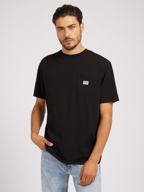 Tee Shirt Guess Noir Logo Sur Le Devant