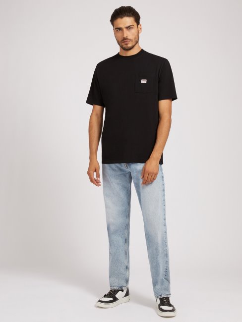 Tee Shirt Guess Noir Logo Sur Le Devant