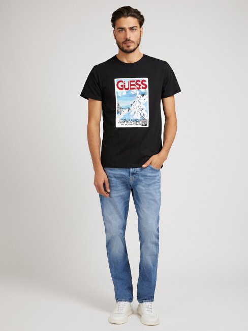 T-shirt Imprimé Devant Guess Noir