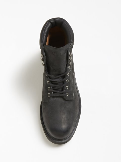 Guess Noir Laion Véritable Bottine En Cuir