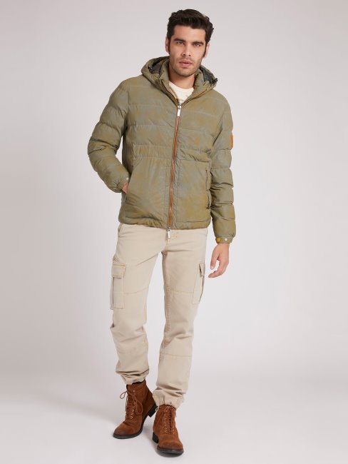 Doudoune Matelassée à Capuche Jaune Guess