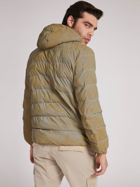 Doudoune Matelassée à Capuche Jaune Guess