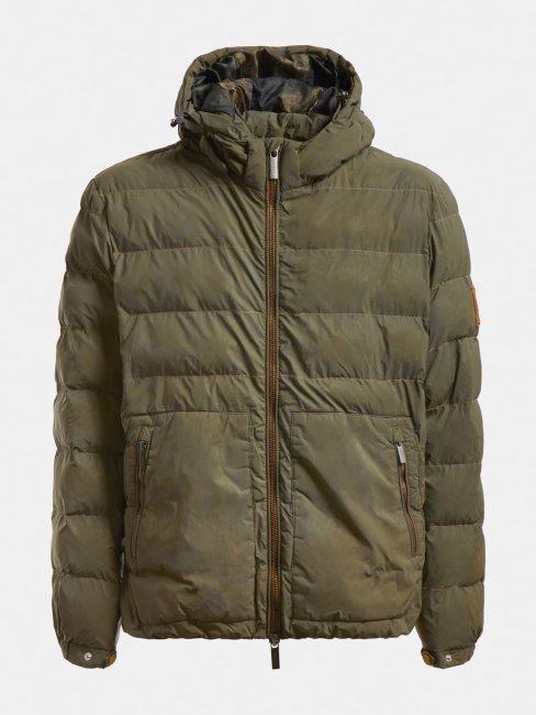 Doudoune Matelassée à Capuche Jaune Guess