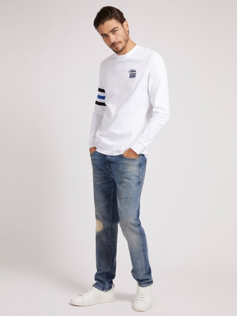 T-shirt Blanc Manches Longues Guess