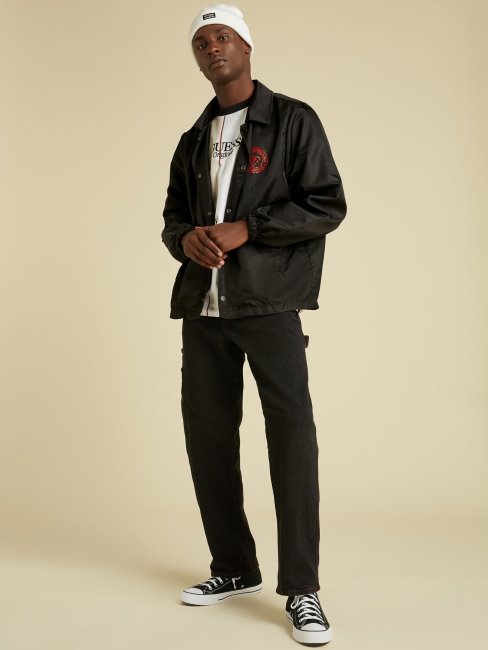 Guess Veste Noire à Logo Sur Le Devant