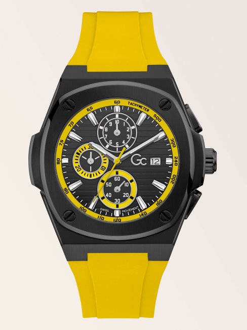Montre Chronographe Guess Gc En Silicone Noir