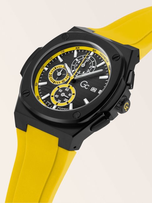 Montre Chronographe Guess Gc En Silicone Noir