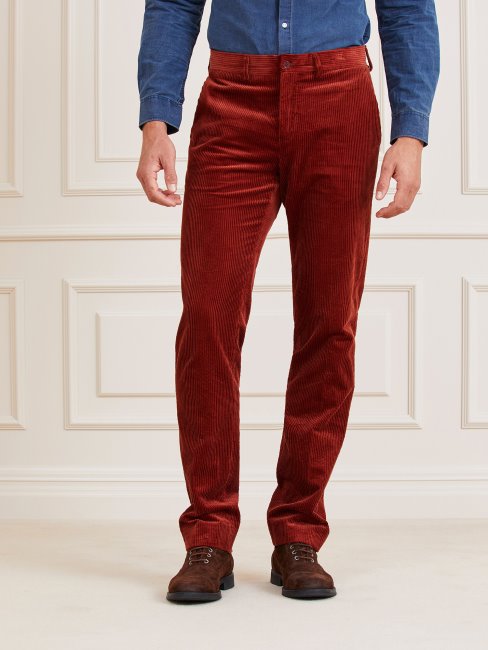 Pantalon En Velours Côtelé Marciano Bordeaux Guess