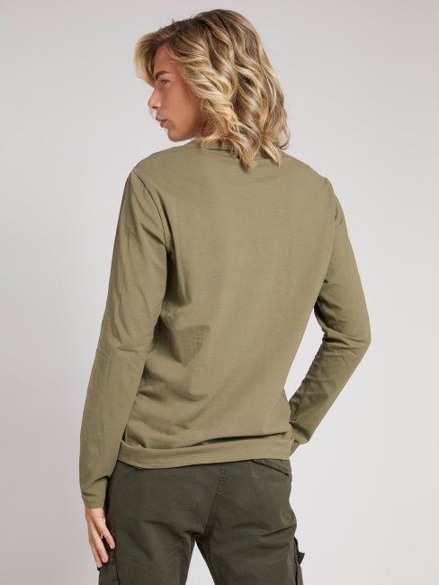 T-shirt Guess Vert Imprimé Sur Le Devant