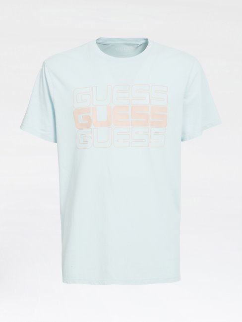 Tee Shirt Bleu Clair Avec Logo Sur Le Devant