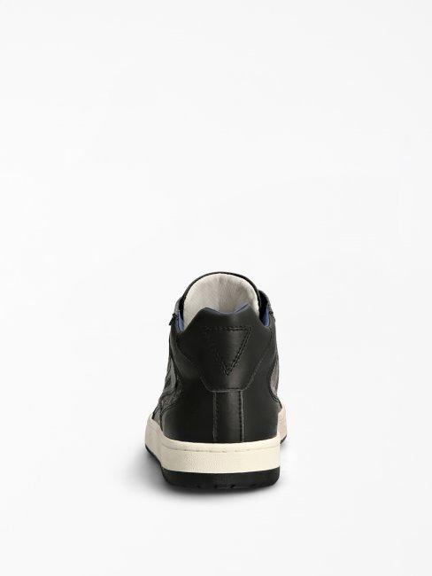 Guess Baskets Montantes En Cuir Véritable Pesaro Noir