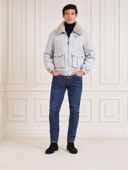 Bomber En Laine Mélangée Marciano Guess Blanc