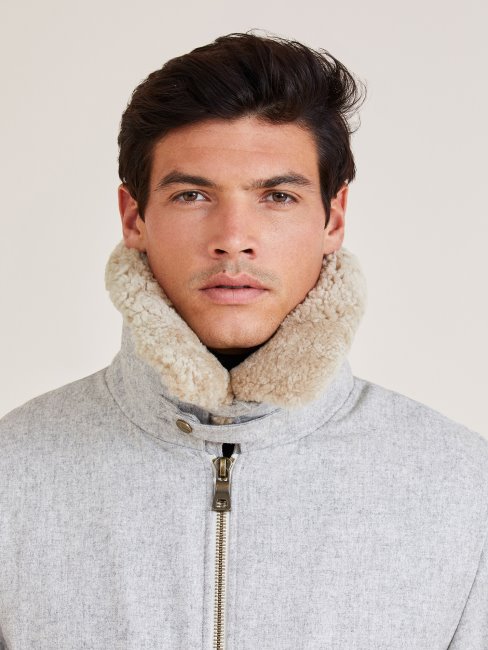 Bomber En Laine Mélangée Marciano Guess Blanc