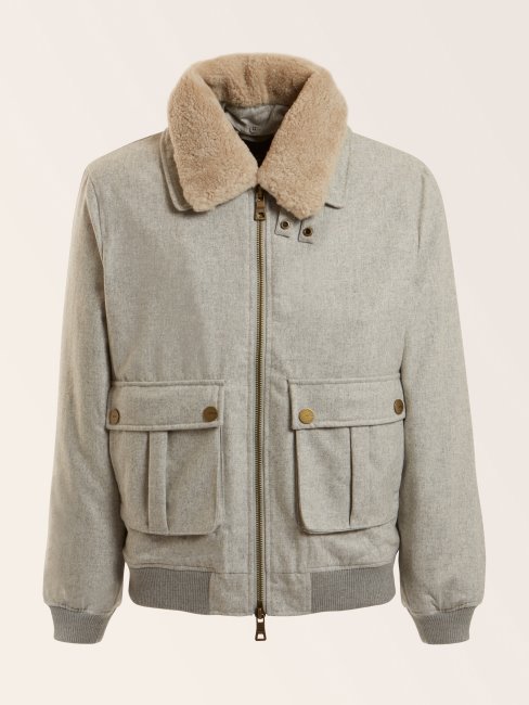 Bomber En Laine Mélangée Marciano Guess Blanc