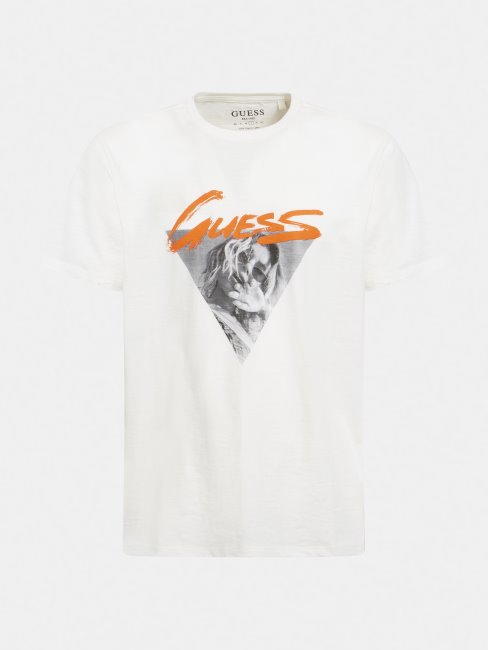 T-shirt Devant Imprimé Blanc Guess