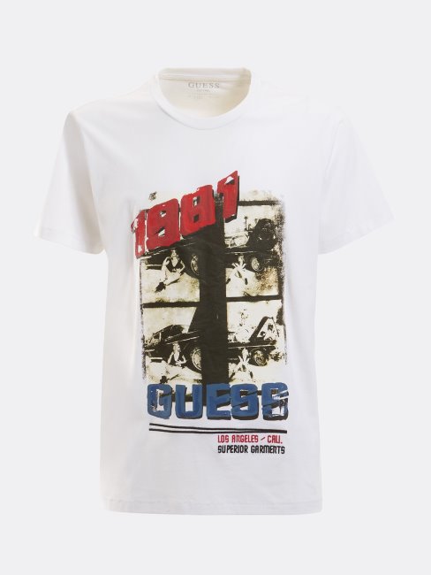 T-shirt Blanc Imprimé Sur Le Devant Guess