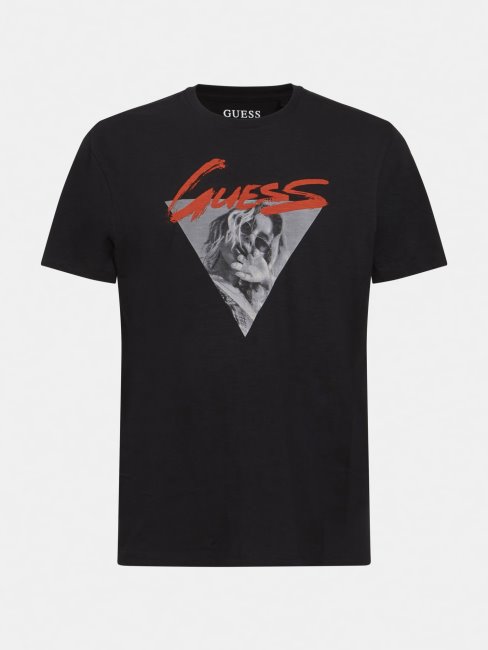 T-shirt Imprimé Devant Guess Noir