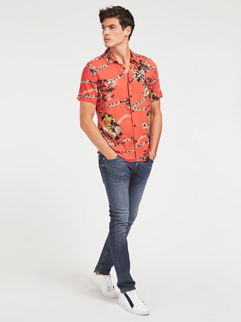 Chemise Rouge à Imprimé All-over Multi Guess