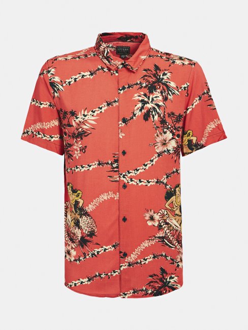 Chemise Rouge à Imprimé All-over Multi Guess