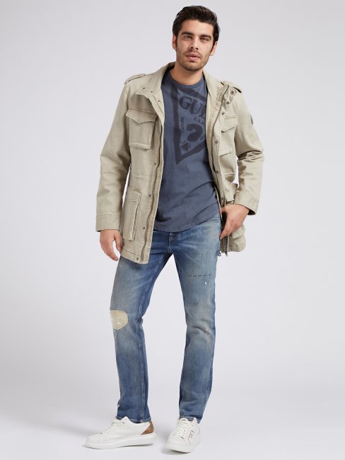 Guess Veste Matelassée Grise Poches Devant