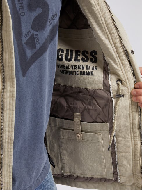 Guess Veste Matelassée Grise Poches Devant